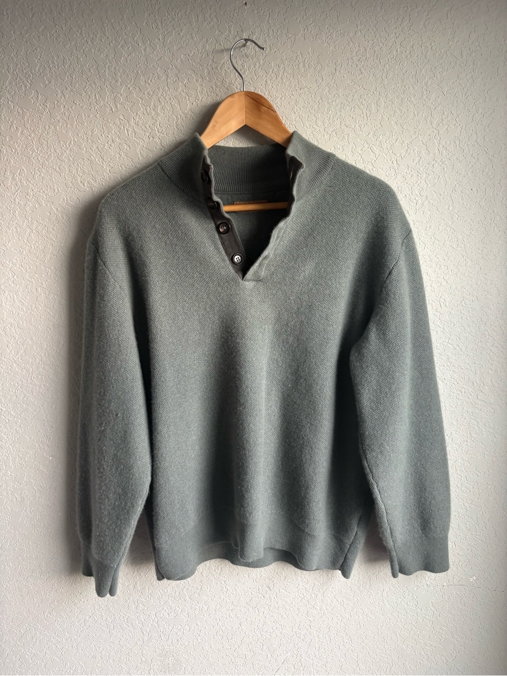 Luciano Barbera 100% Cashmere Qtr Button Button Sweater Italy Small